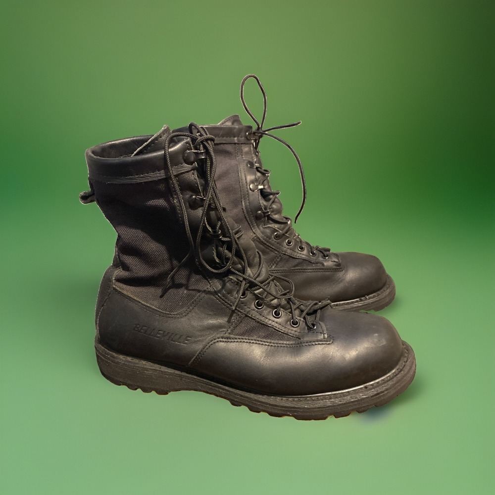 Belleville GICB Gore-Tex Combat Boots Black Leather Vibram Sole Size 10.5W Mens